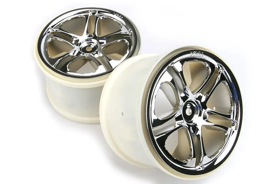 Traxxas 3.8&amp;quot; SS Split Spoke Satin Chrome Rims 2Pcs image 5344