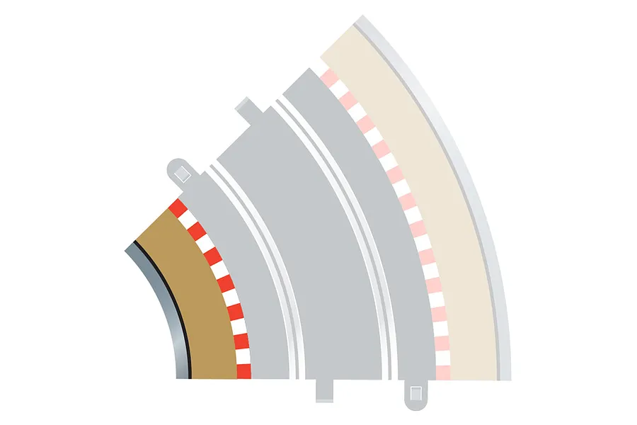 Scalextric 1/32 Track Radius 2 Inner Curve Borders &amp;amp; Barriers 45 Degree 4Pcs image 53487