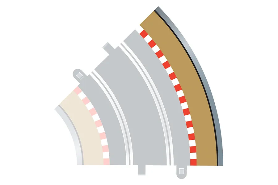Scalextric 1/32 Track Radius 2 Outer Borders &amp;amp; Barriers 45 Degree 4Pcs image 53491