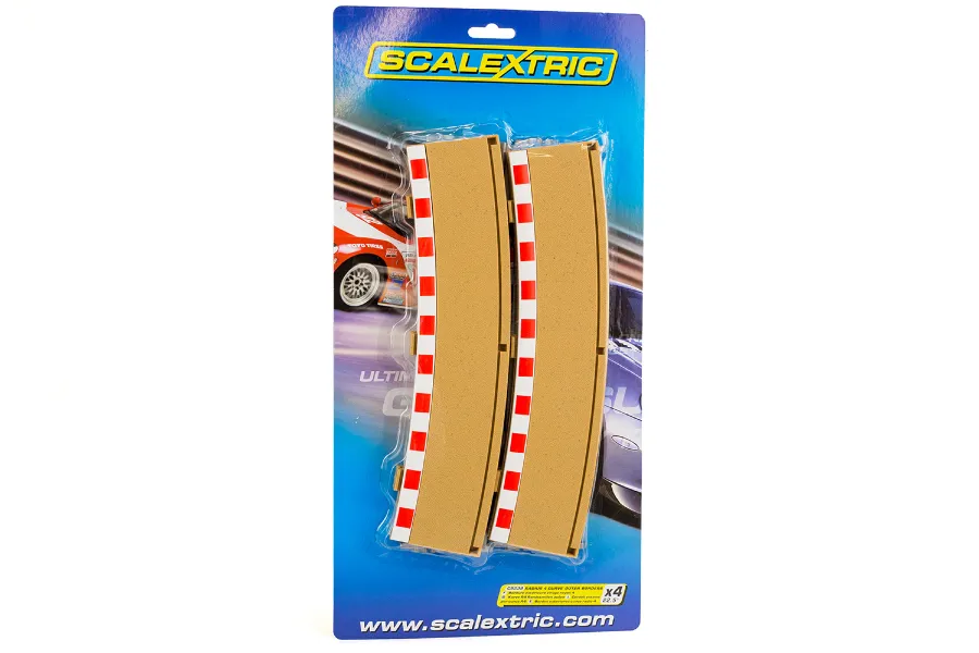 Scalextric 1/32 Track Radius 4 Outer Curve Borders &amp;amp; Barriers 22.5 Degree 4Pcs image 53497