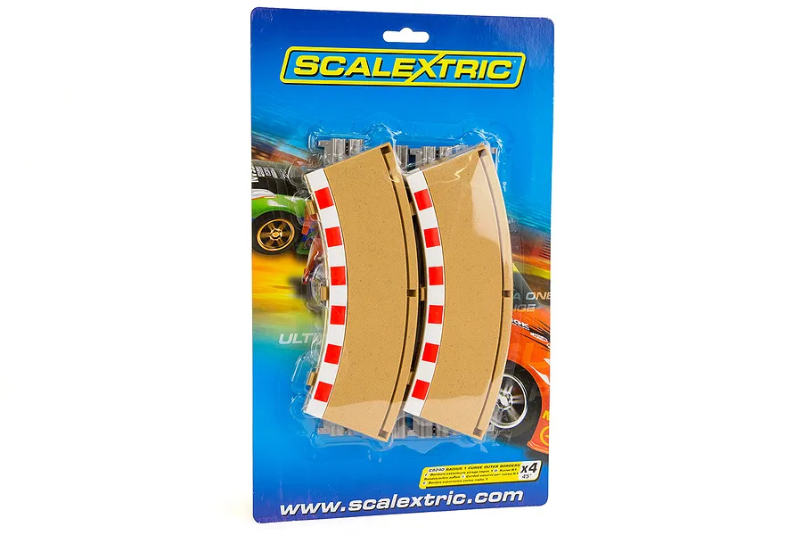 Scalextric 1/32 Track Radius 1 Outer Curve Borders &amp;amp; Barriers 45.5 Degree 4Pcs image 53501