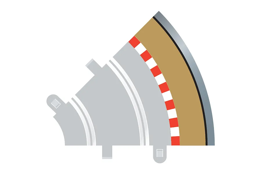 Scalextric 1/32 Track Radius 1 Outer Curve Borders &amp;amp; Barriers 45.5 Degree 4Pcs image 53502