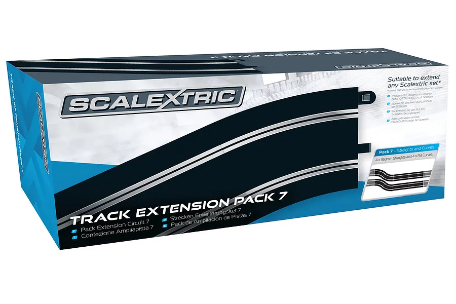 Scalextric 1/32 Track Extension Pack Straights &amp;amp; R4 Curves 8Pcs image 53545