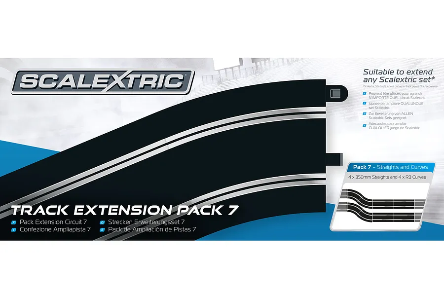 Scalextric 1/32 Track Extension Pack Straights &amp;amp; R4 Curves 8Pcs image 53546