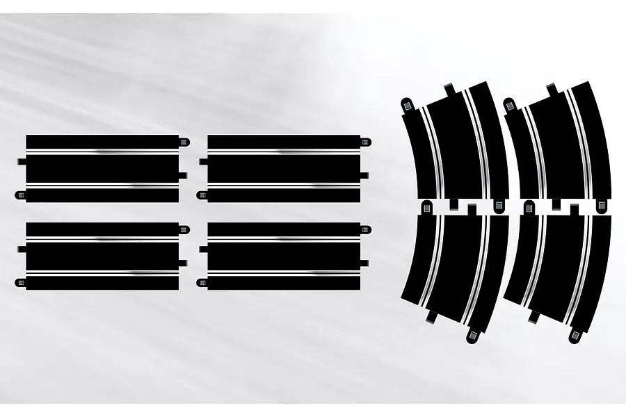 Scalextric 1/32 Track Extension Pack Straights &amp;amp; R4 Curves 8Pcs image 53547