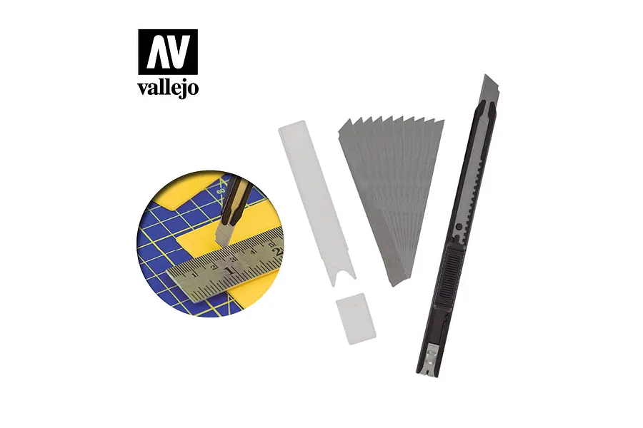Vallejo Retractable Slim Snap-Off Knife &amp;amp; 10Pcs Blades image 53610