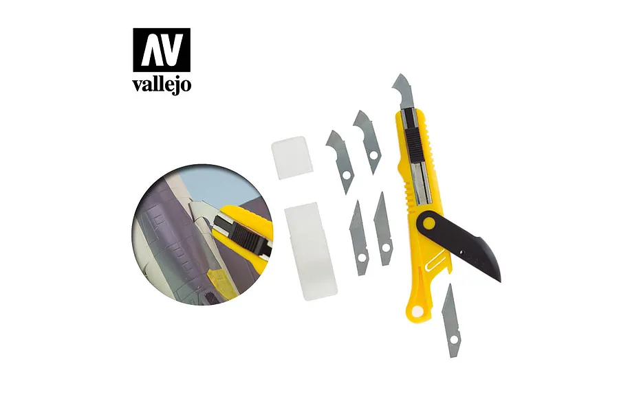 Vallejo Retractable Plastic Cutter Scriber Tool &amp;amp; 5Pcs Blades image 53612
