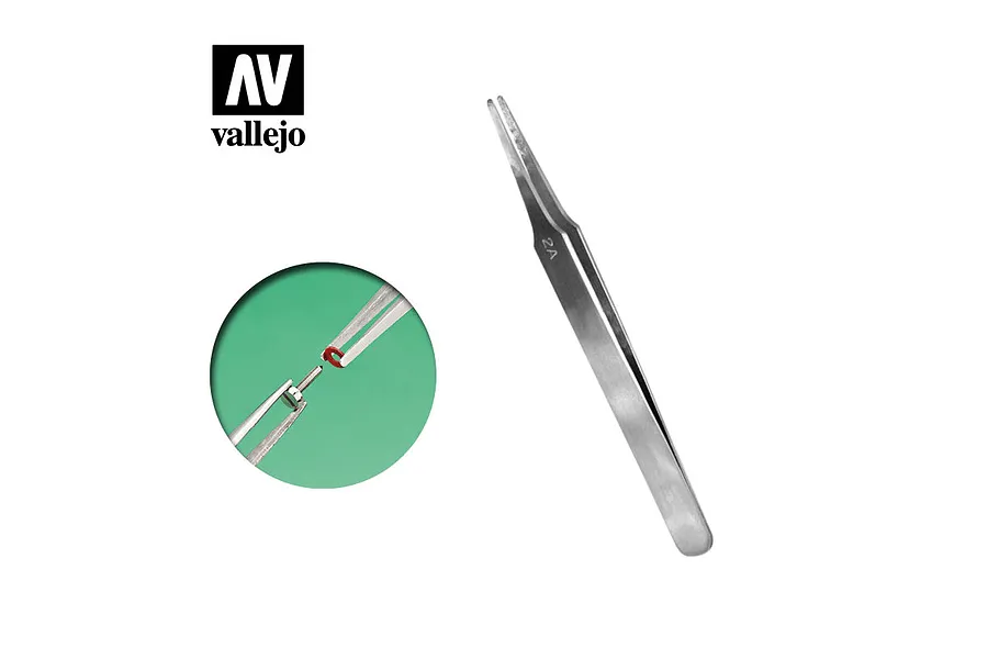 Vallejo Stainless Steel 120mm Flat Rounded Tweezers image 53616