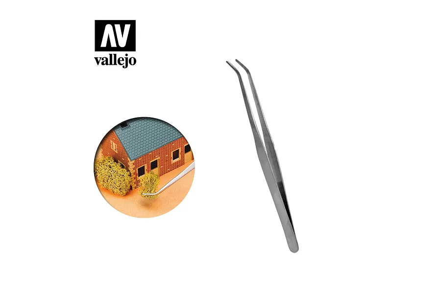 Vallejo Stainless Steel 175mm Curved Fine Pointed Tweezers image 53618