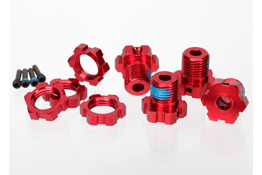 Traxxas Red Aluminium 17mm Splined Wheel Hex Adapters w/ Wheel Nuts image 5365