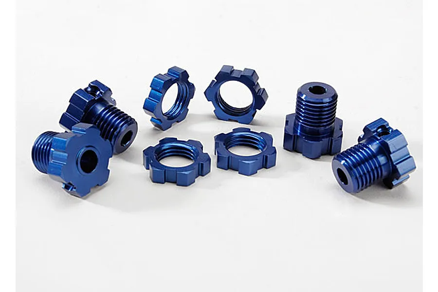 Traxxas Blue Aluminium 17mm Splined Wheel Hex Adapters w/ Wheel Nuts image 5366