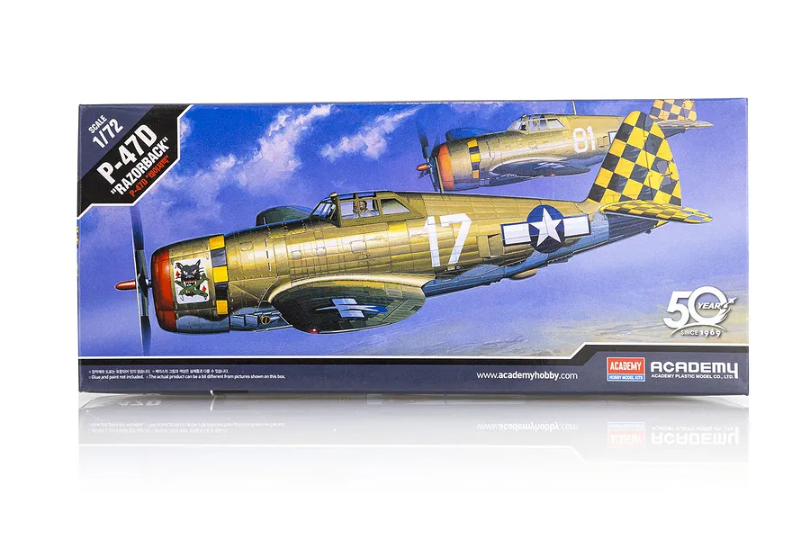 Academy 1/72 P-47D &amp;quot;Razorback&amp;quot; Fighter Scaled Plastic Model Kit image 53750