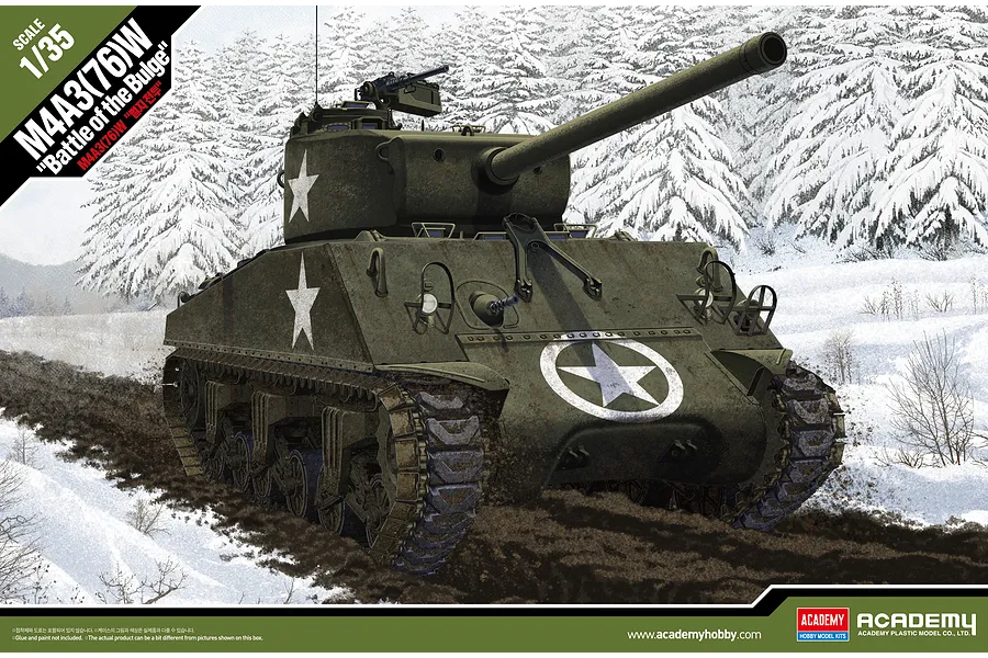 Academy 1/35 U.S. M4A3 (76)W &amp;quot;Battle of the Bulge&amp;quot; Tank Scaled Plastic Model Kit image 53784