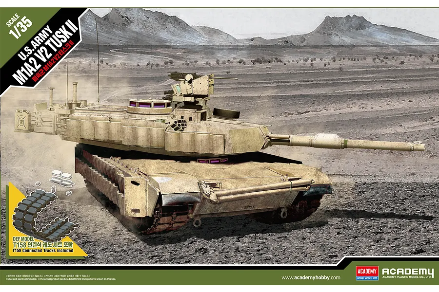 Academy 1/35 U.S. M1A2 V2 Tusk II Tank Scaled Plastic Model Kit image 53786