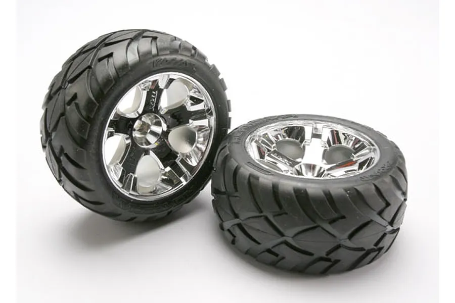 Traxxas 2.8&amp;quot; Anaconda Tyres on Chrome All-Star Rims - Glued Wheels 2Pcs image 5397