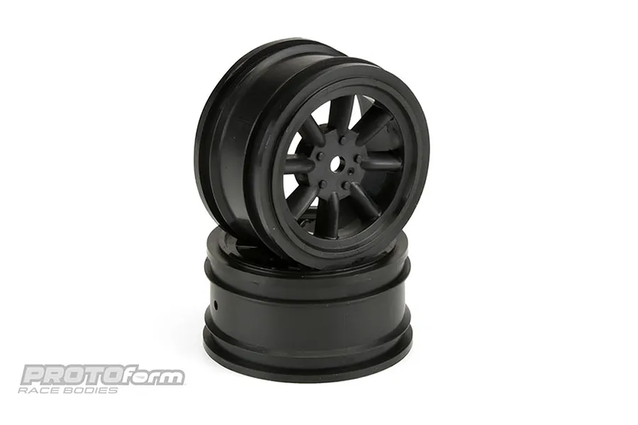 Pro-Line 1.9&amp;quot; VTA 26mm Front Tyres on 8-Spoke Black Rims - Glued Wheels 2Pcs image 54450