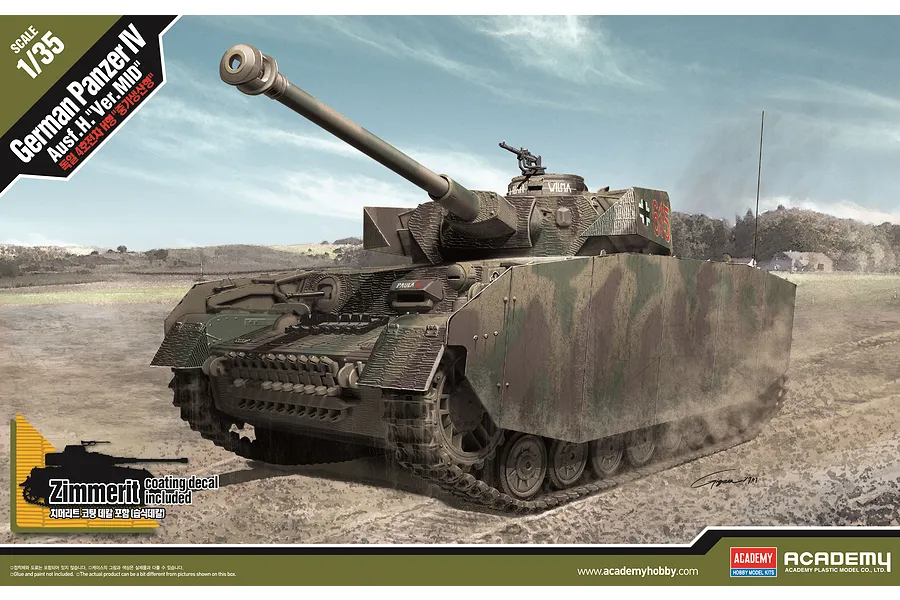 Academy 1/35 German Panzer IV Ausf.H (Mid Version) Tank Scaled Plastic Model Kit image 54474