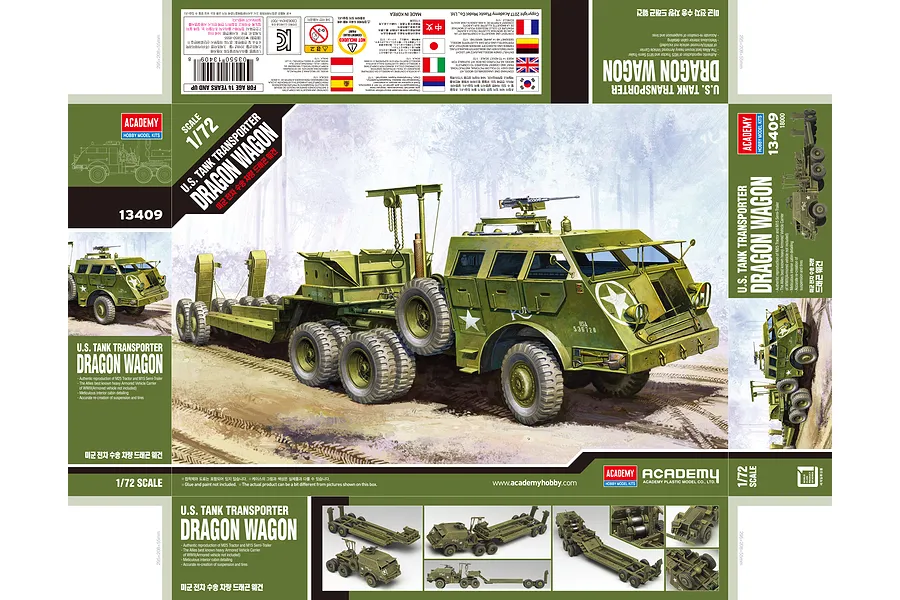 Academy 1/72 U.S. M26 Dragon Wagon Tank Transporter Scaled Plastic Model Kit image 54514
