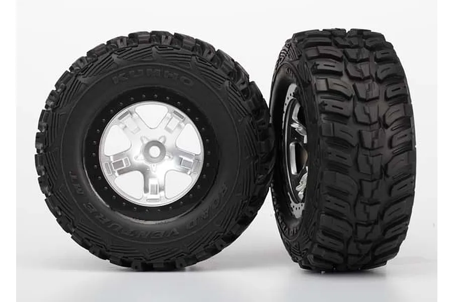 Traxxas 2.2/3.0&amp;quot; Kumho Tyres on Satin Chrome/Black Rims - Glued Wheels 2Pcs image 5456
