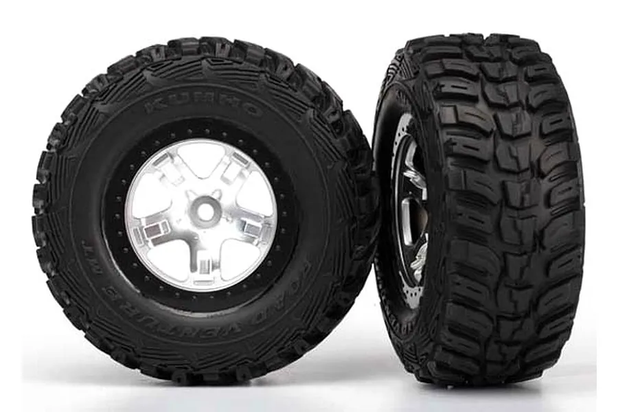 Traxxas 2.2/3.0&amp;quot; Kumho Tyres on Satin Chrome Rims - Glued Wheels 2Pcs image 5457