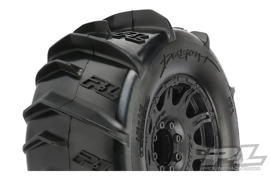 Pro-Line 3.8&amp;quot; Dumont Paddle Tyres on Black Raid Rims - Glued Wheels 2Pcs image 54638