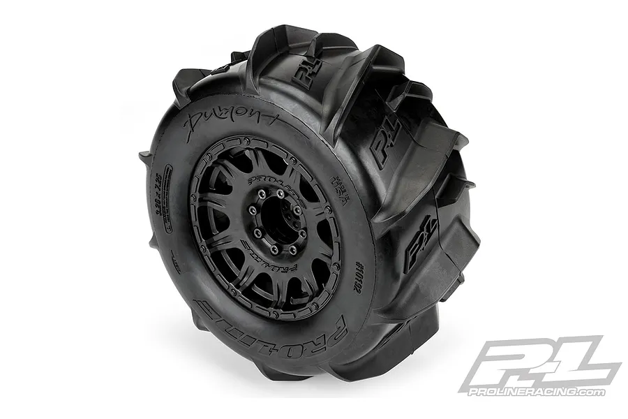 Pro-Line 3.8&amp;quot; Dumont Paddle Tyres on Black Raid Rims - Glued Wheels 2Pcs image 54641