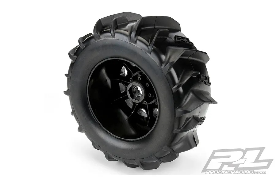 Pro-Line 3.8&amp;quot; Dumont Paddle Tyres on Black Raid Rims - Glued Wheels 2Pcs image 54642