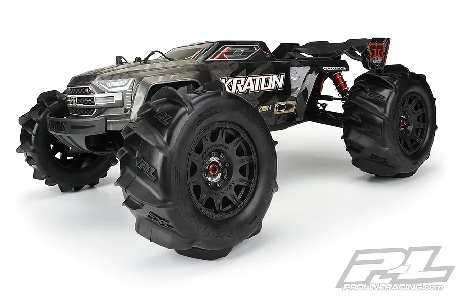 Pro-Line 3.8&amp;quot; Dumont Paddle Tyres on Black Raid Rims - Glued Wheels 2Pcs image 54643