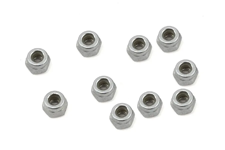 Losi Silver Aluminium 2mm Nyloc Nuts 9Pcs image 54693
