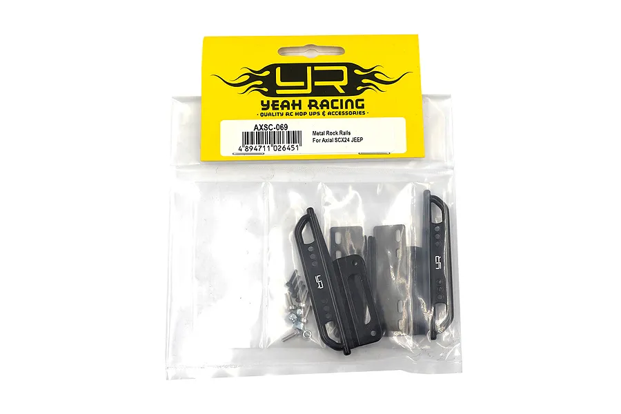Yeah Racing Black Aluminium SCX24 Jeep Deadbolt Rock Rails w/ Hardware image 54932