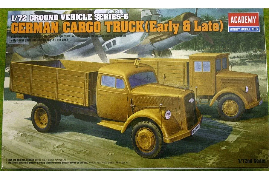 Academy 1/72 German Cargo Truck (Early &amp;amp; Late) Scaled Plastic Model Kit image 54939
