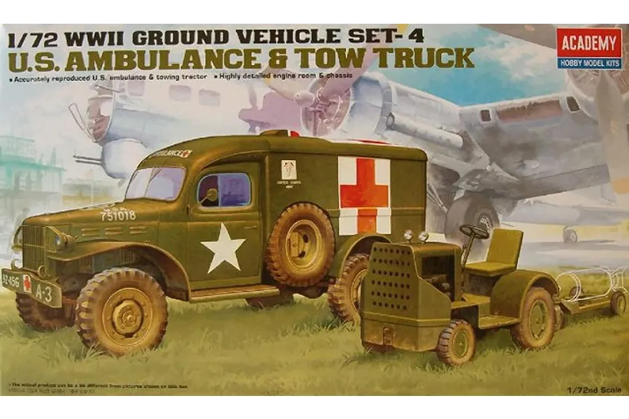 Academy 1/72 U.S. Ambulance &amp;amp; Towing Tractor Scaled Plastic Model Kit image 54940