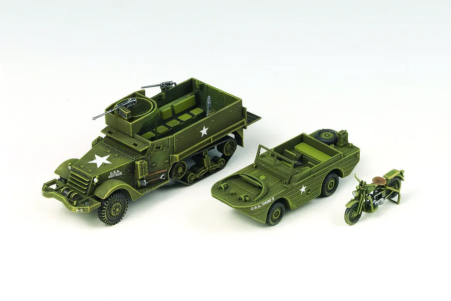 Academy 1/72 U.S. M3 Half Track &amp;amp; 1/4ton Amphibian Vehicle Scaled Plastic Model Kit image 54946