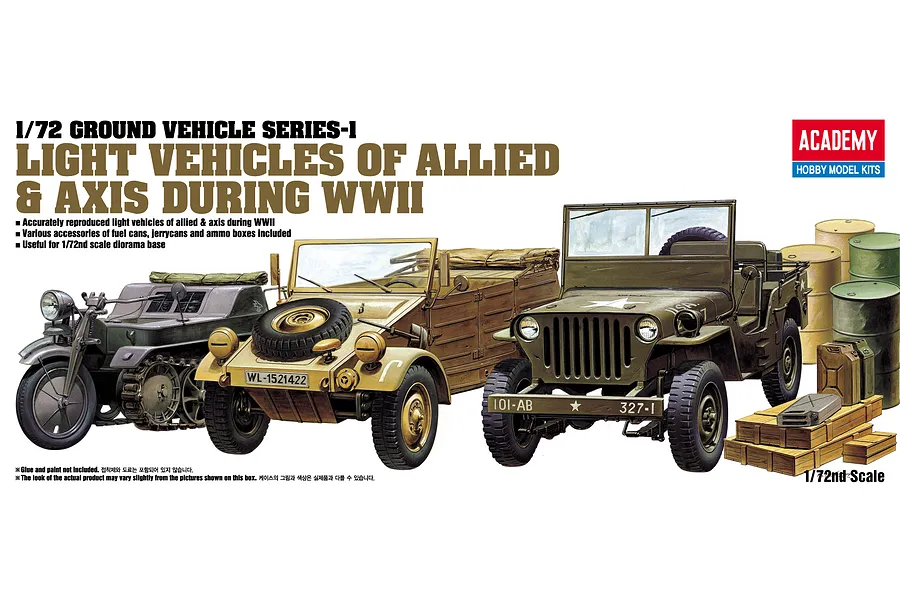 Academy 1/72 Allied &amp;amp; Axis WWII Light Vehicles Scaled Plastic Model Kit image 54947