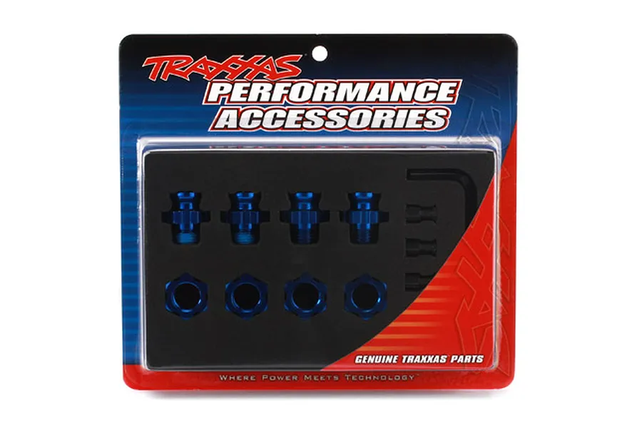 Traxxas Blue Aluminium 17mm Splined Wheel Hex Adapters w/ Wheel Nuts (Conversion Kit) image 5498