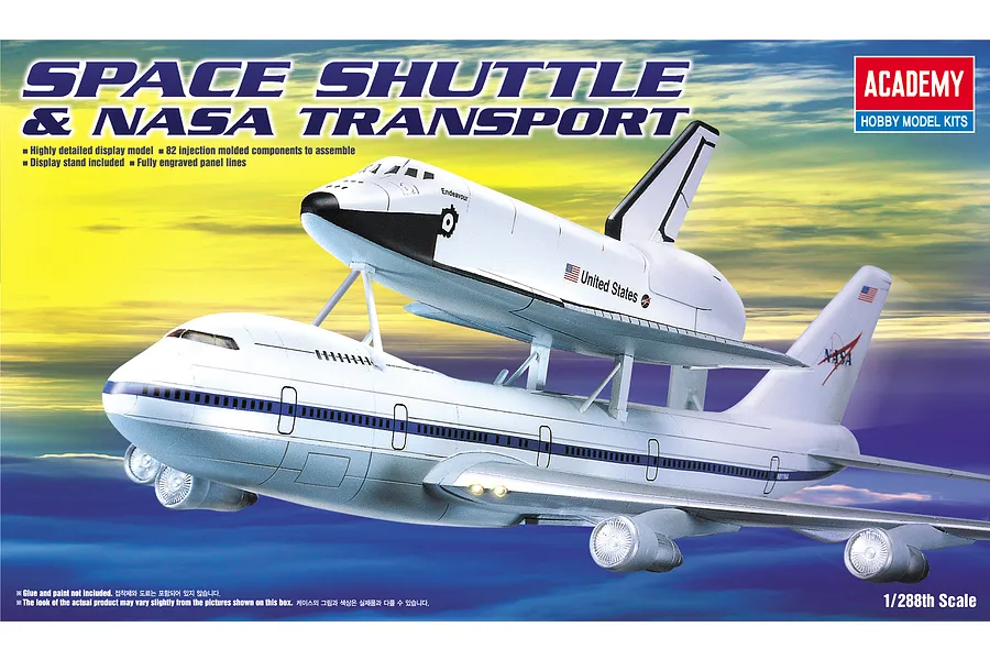 Academy 1/288 Space Shuttle &amp;amp; 747 Carrier Scaled Plastic Model Kit image 54994