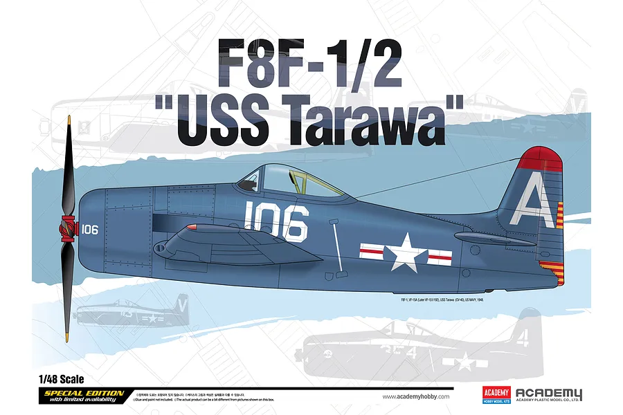 Academy 1/48 F8F-1/2 &amp;quot;USS Tarawa&amp;quot; LE: Bearcat Scaled Plastic Model Kit image 55008