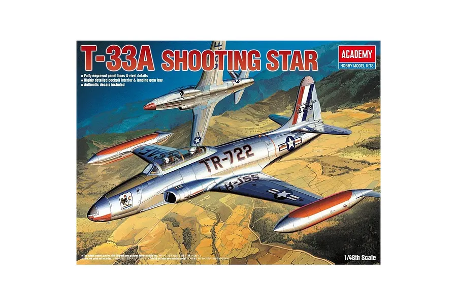 Academy 1/48 T-33A Shooting Star Jet Scaled Plastic Model Kit image 55009