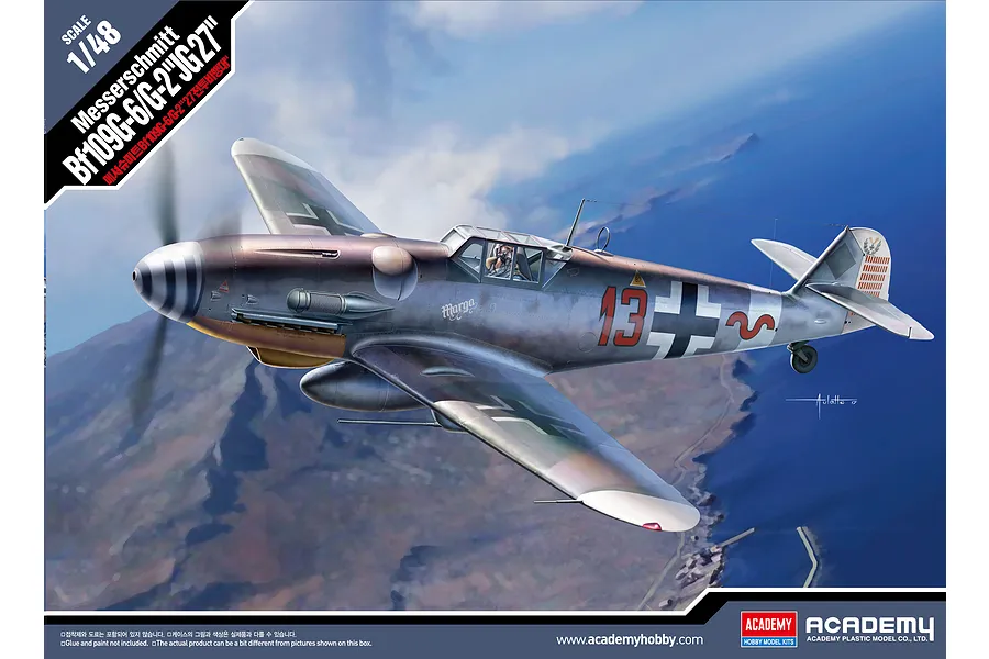 Academy 1/48 Messerschmitt Bf109G-6/G-2 &amp;quot;JG27&amp;quot; Scaled Plastic Model Kit image 55012