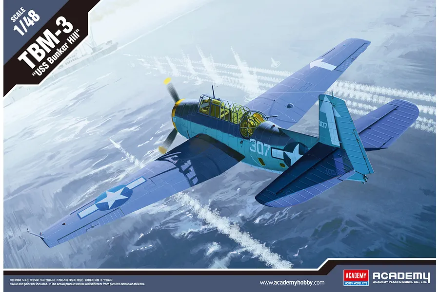 Academy 1/48 TBM-3 &amp;quot;USS Bunker Hill&amp;quot; Avenger Scaled Plastic Model Kit image 55044