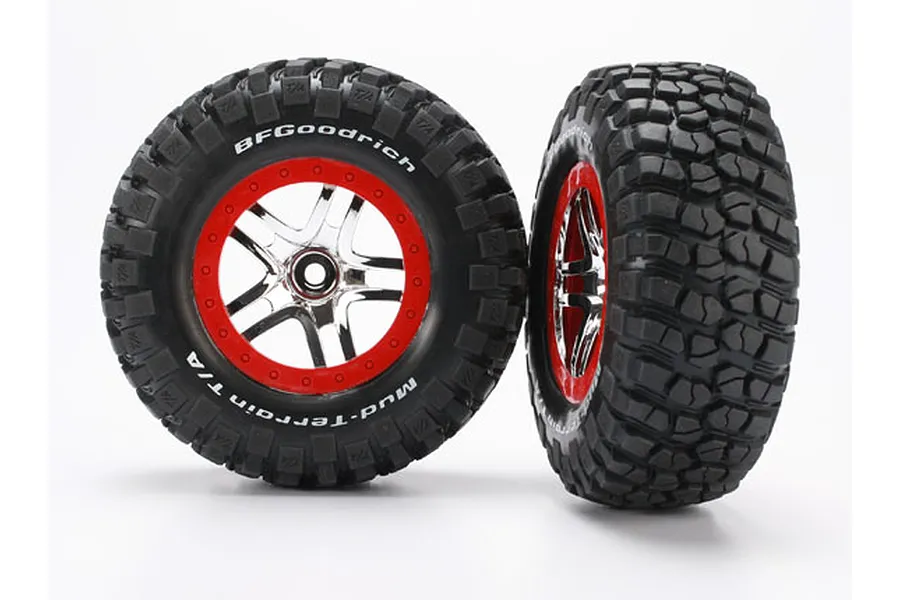 Traxxas 2.2/3.0&amp;quot; BFGoodrich Mud Terrain T/A KM2 Ultra Soft Tyres on Chrome/Red Split-Spoke Rims - Glued Wheels 2Pcs image 5507