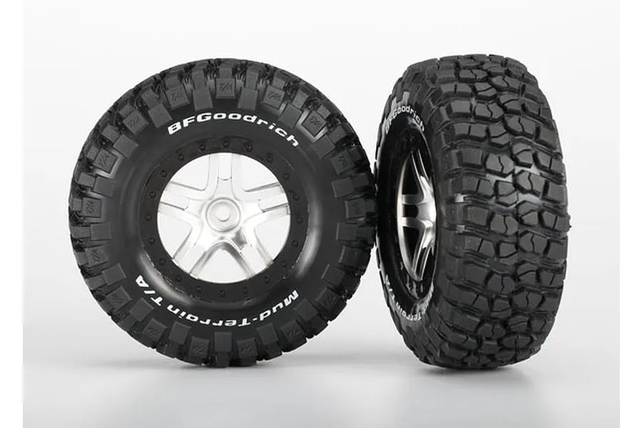 Traxxas 2.2/3.0&amp;quot; BFGoodrich Mud Terrain T/A KM2 Ultra Soft Tyres on Satin Chrome/Black Split-Spoke Rims - Glued Wheels 2Pcs image 5508