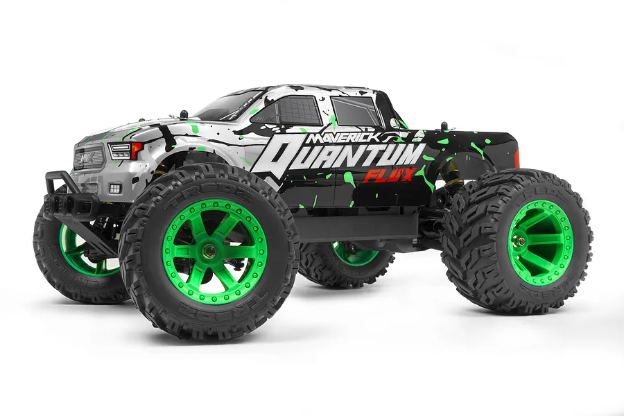 Maverick Quantum MT Flux RC Monster Truck Electric Brushless 4WD 1/10 Scale RTR - Silver/Green image 55099