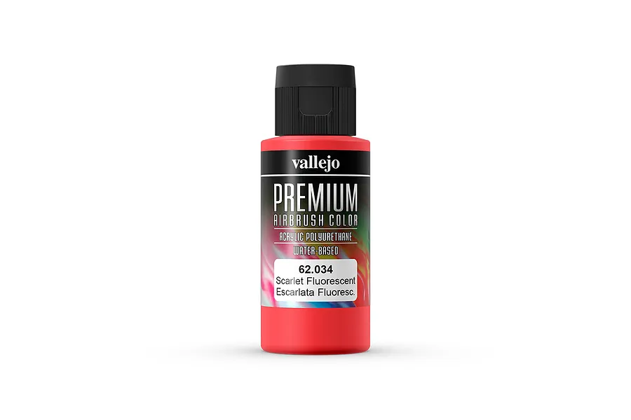 Vallejo Fluorescent Scarlet Polyurethane Premium Airbrush Colour 60ml image 55160