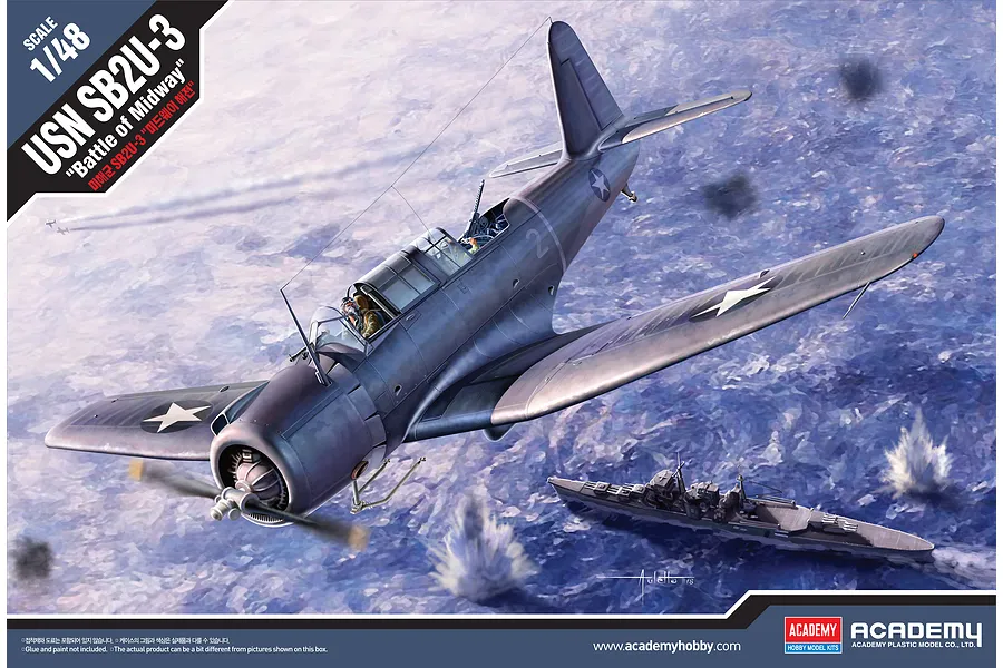Academy 1/48 USN SB2U-3 &amp;quot;Battle of Midway&amp;quot; Fighter Scaled Plastic Model Kit image 55375