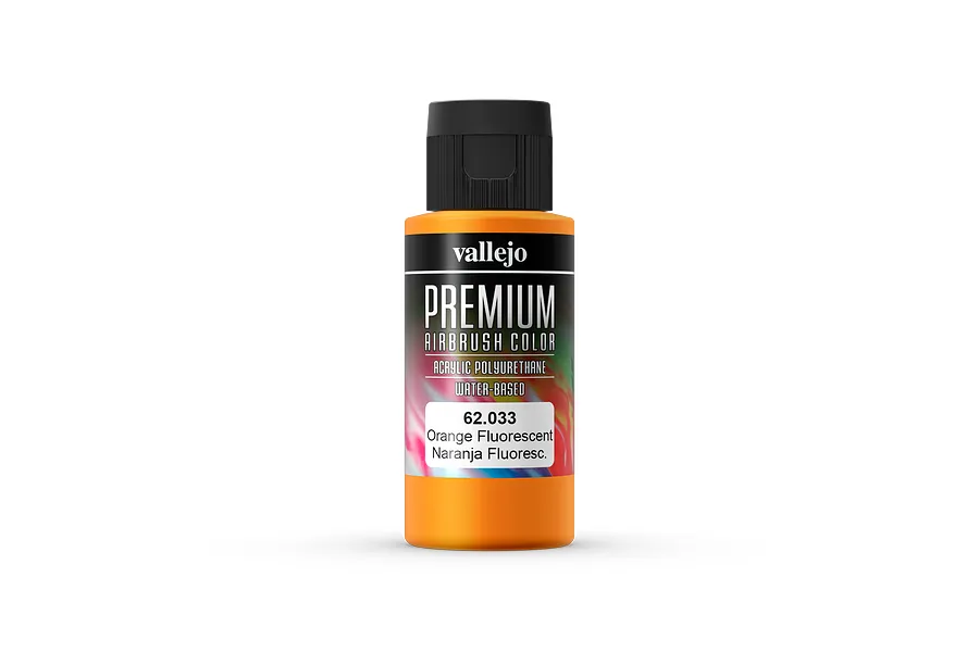 Vallejo Fluorescent Orange Polyurethane Premium Airbrush Colour 60ml image 55385