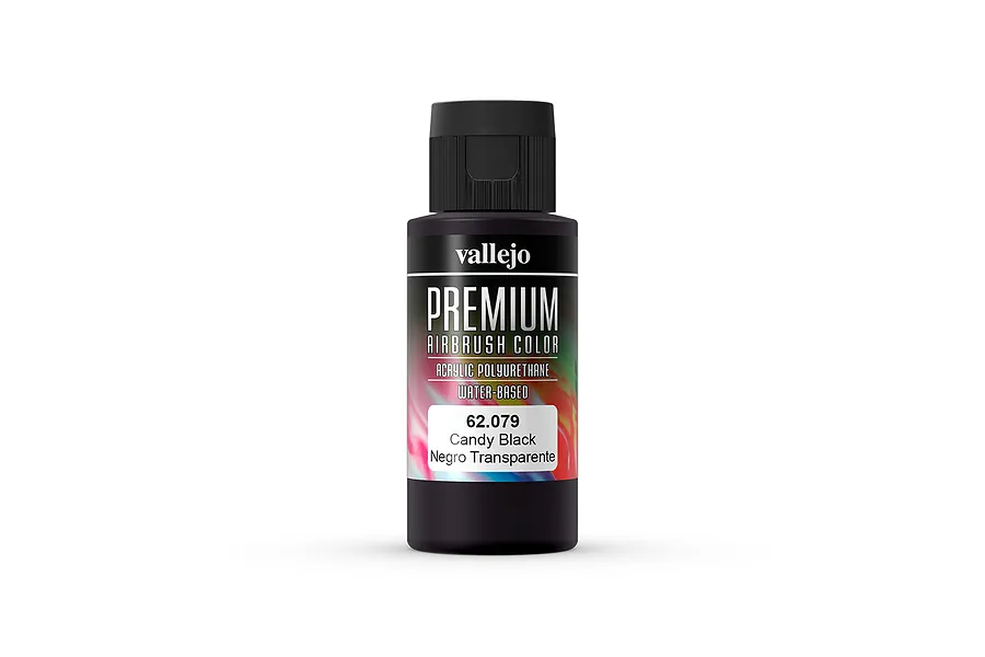 Vallejo Candy Black Transparent Polyurethane Premium Airbrush Colour 60ml image 55386