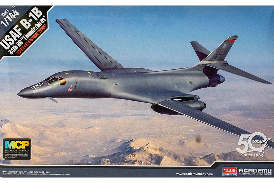 Academy 1/144 USAF B-1B Lancer 34th BS &amp;quot;Thunderbirds&amp;quot; Bomber Scaled Plastic Model Kit image 55394