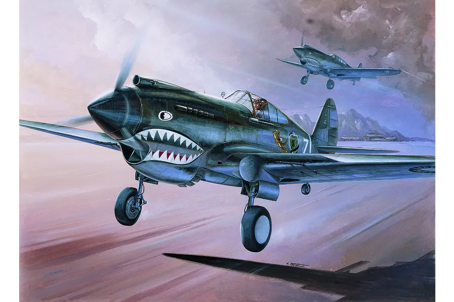 Academy 1/48 P-40C Warhawk &amp;quot;Flying Tigers&amp;quot; Fighter Scaled Plastic Model Kit image 55397