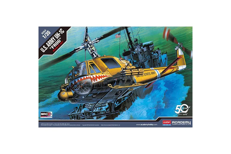Academy 1/35 U.S. Army UH-1C Huey &amp;quot;Frog&amp;quot; Helicopter Scaled Plastic Model Kit image 55401